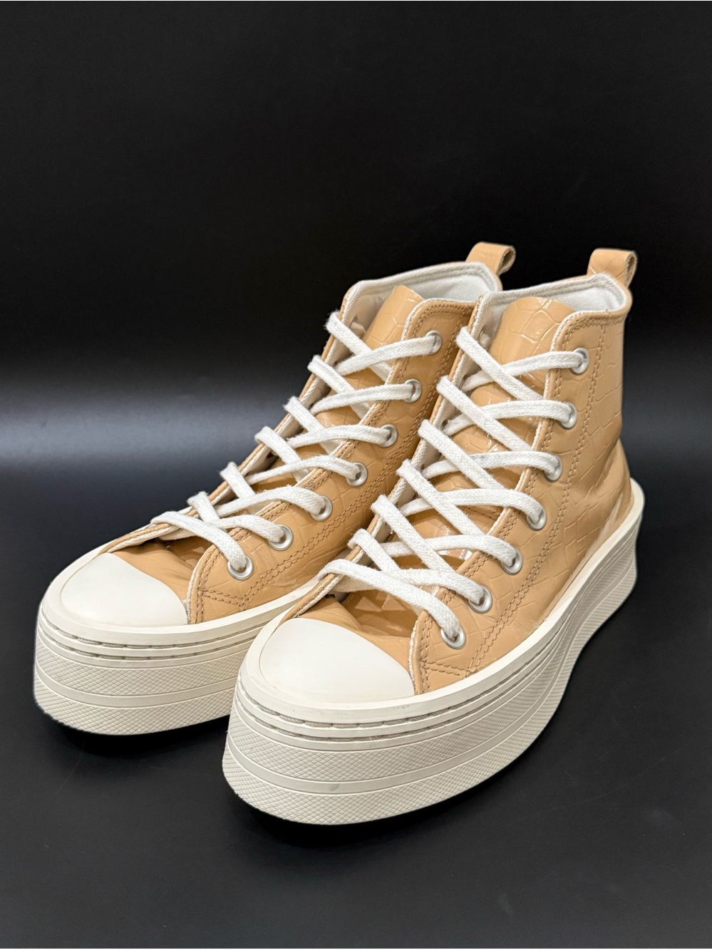 CONVERSE Chuck Taylor Modern Lift Croc Skin Chunky Platform Sneakers Size 7.5